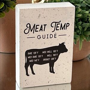 NEW! Shabby Chic Farmhouse Black & White Farm Cow Meat Temperature Guide Sign